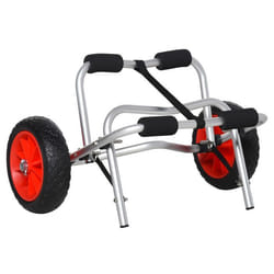 Chariot de transport canoë - HOMCOM - pliable - 75kg - avec sangle - cadre en aluminium - pneus de 25 cm en polyuréthane - argent