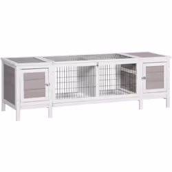 Habitat spacieux pour petits animaux, cette cage à lapin PawHut possède deux espaces privés et un enclos central pour jeu et  ...