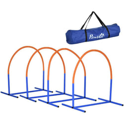 Pawhut - Kit d'agilité pour chien - 4 arcs d'agilité, sac de transport - plastique orange bleu