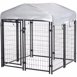 Optez pour ce chenil pour chien PawHut sécurisé avec cadre en métal. Spacieux pour jouer et se reposer, agrandissable en ajou ...