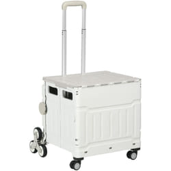 Homcom - Chariot de courses pliable monte escalier 8 roues 51L max. 80 Kg poignée télescopique alu pp gris blanc