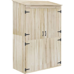 Outsunny - Armoire de jardin 2 portes bois - 2 étagères, grand compartiment - 120 x 57 x 183 cm - sapin pré-huilé