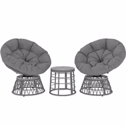 Ce magnifique ensemble salon de jardin avec 2 fauteuils papasan et 1 table basse ajoutera une touche cosy à votre intérieur o ...