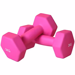 Lot de 2 haltères hexagonales - SPORTNOW - avec poignée antidérapante pour lentraînement à la maison 2 x 3 kg rose