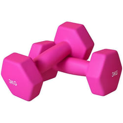Lot de 2 haltères hexagonales - SPORTNOW - avec poignée antidérapante pour lentraînement à la maison 2 x 3 kg rose