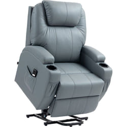 Fauteuil releveur électrique fauteuil de relaxation inclinable repose-pied relevable grand confort télécommande revêtement synthétique gris