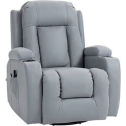 Fauteuil de massage et relaxation électrique chauffant inclinable manuellement repose-pied télécommande gris