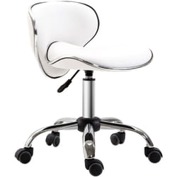 Tabouret à roulettes tabouret de travail hauteur réglable 44-56 cm avec dossier blanc