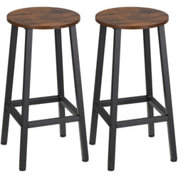 Homcom - Lot de 2 tabourets de bar H.65 cm avec repose-pieds acier noir effet bois vieilli