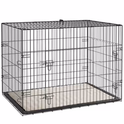 Découvrez la cage pour chien PawHut avec doubles portes et verrous sécurisés, parfaite pour grands chiens. Facilement pliable ...