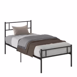 Cadre de lit simple 90 x 190 cm - HOMCOM - sommier à lattes en acier tête de lit et pied de lit - hauteur 31 cm rangement sou ...