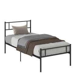 Cadre de lit simple 90 x 190 cm - HOMCOM - sommier à lattes en acier tête de lit et pied de lit - hauteur 31 cm rangement sous lit