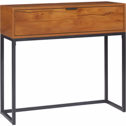 Table console HOMCOM avec surface pour photos, bibelots et tiroir caché. Conception effet bois de noyer et acier, stable et f ...