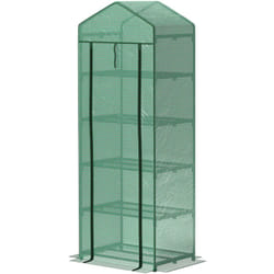 Outsunny - Serre de jardin balcon 5 étagères porte zippée 69 x 49 x 193 cm acier thermolaqué bâche pe vert