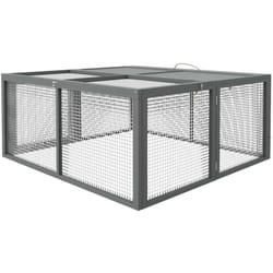 Clapier pliable avec poignée - cage à lapin - toit ouvrant, porte - 110 x 105 x 50 cm - acier bois gris