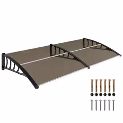 Auvent de porte Outsunny toit marquise polycarbonate auvent de porte dentrée bord en aluminium résistante abri contre pluie e ...