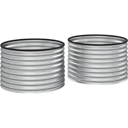 Outsunny - Lot de 2 jardinières rondes tôle acier galvanisé dia. 90 x H.56 cm argenté caoutchouc noir
