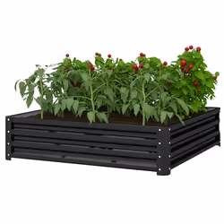 Carré potager de jardin - Outsunny - acier galvanisée - 120 x 120 x 30 cm - gris
