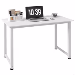 Table dordinateur - HOMCOM - 120L x 60l x 76H cm - Blanc - Multifonction - Grand Plateau - Cadre en métal