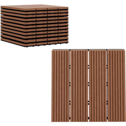 Outsunny - Lot de 11 dalles de jardin piscine 30 x 30 x 2,2 cm - clipsables, antidérapantes - hdpe effet bois