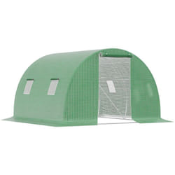 Serre tunnel de jardin 9 m² - 3 x 3 x 2 m - 4 fenêtres, porte zippée enroulable - acier galvanisé pe haute densité vert