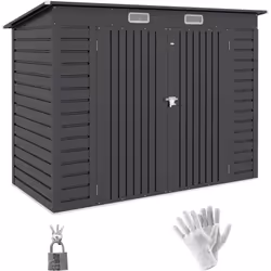 Abri de jardin 3 m² tôle d'acier 2 portes verrouillables 2 évents toit incliné