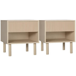 Lot de 2 tables de chevet table de nuit - HOMCOM - tiroirs et niches - style moderne - dim. 47 x 47 x 50 cm - finition bois naturel
