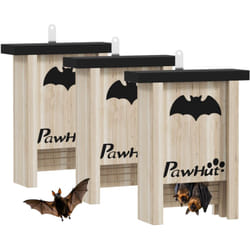 Nichoir à chauves-souris - lot de 3 - dim. 18L x 6l x 22H cm - bois sapin naturel noir