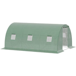 Serre tunnel 13,5 m² dim. 4,5 x 3 x 2 m - 6 fenêtres, porte zippée enroulable - acier galvanisé pe haute densité vert