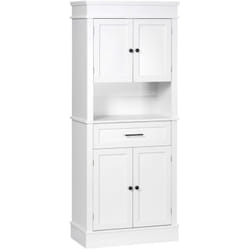 Buffet haut armoire de cuisine multi-rangement 2 placards 2 portes tiroir niche mdf panneaux blanc
