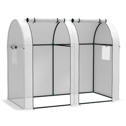 Outsunny - Serre de jardin 1,8 m² - 2 portes zippées 4 fenêtres - acier pe blanc