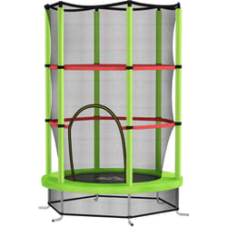 Homcom - Trampoline enfant Ø140 cm max. 45 Kg - filet sécurité, porte zippée, 6 poteaux rembourrés - vert