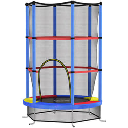Homcom - Trampoline enfant Ø140 cm max. 45 Kg - filet sécurité, porte zippée, 6 poteaux rembourrés - multicolore