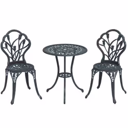 Ajoutez une touche d'élégance à votre jardin ou votre terrasse grâce à cet ensemble 3 pièces style rural chic. Fabriqué en fo ...
