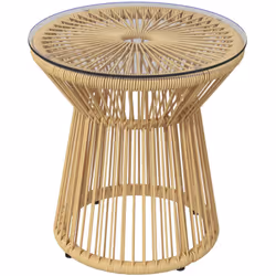 La table d'appoint extérieure Outsunny en résine tressée imitation rotin, idéale pour l'extérieur avec un style boho moderne. ...