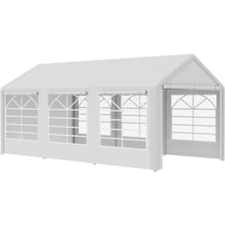 Outsunny - Barnum tonnelle tente de réception 3 x 6 m - 6 fenêtres, 2 portes - acier galvanisé pe blanc
