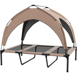 Lit chien sur pied avec voile ombrage - 106 x 76 x 94 cm - sac de transport - marron