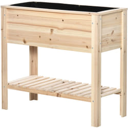 Jardinière sur pied potager dim. 90 x 40 x 81 cm - étagère - inserts d'irrigation, géotextile inclus - bois sapin pré-huilé