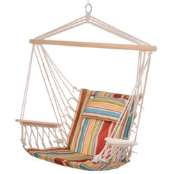 Outsunny - Chaise suspendue hamac de voyage respirant portable coton macramé polyester rayé multicolore