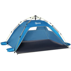 Outsunny - Abri de camping tente de plage instantanée portable 2 fenêtres porte zippée lestage polyester bleu