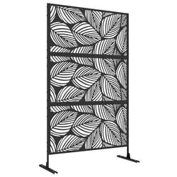 Panneau - Outsunny - à motif feuille - composé de trois panneaux - en acier - 122 x 45 x 198 cm - noir