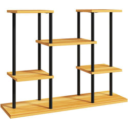 Outsunny - tagère à fleurs étagère pour plantes 6 tablettes 80 x 24 x 61 cm acier noir bois verni