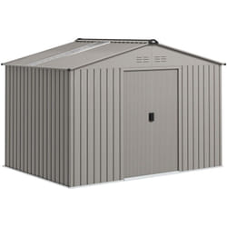 Outsunny - Abri de jardin 5,4 m² - cabanon double porte coulissante - fondation incluse - 277 x 195 x 192 cm - tôle d'acier ondulée gris