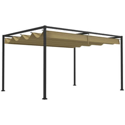 Pergola coulissante - Outsunny - 3 x 2 m - structure métal époxy anticorrosion - toile polyester haute densité 180 g/m² - kaki