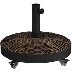 Pied de parasol base de lestage rond poids net 22,7kg en résine avec 4 roulettes - dim. ø 52 x 41H cm - chocolat