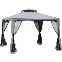 Outsunny - Pavillon de jardin tonnelle barnum style colonial double toit toiles moustiquaires amovibles zippées gris