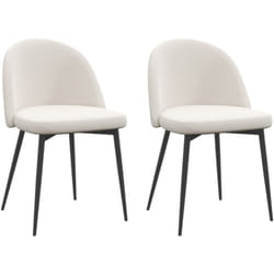 Chaises de visiteur design scandinave - lot de 2 chaises - pieds effilés métal noir - assise dossier ergonomique velours crème