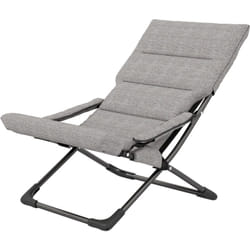 Outsunny - Chaise de jardin camping pliable - épais coussin amovible inclus - accoudoirs rembourrés - acier noir tissu gris