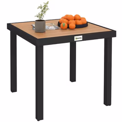 Table à manger de jardin - Outsunny - pour 4 personnes - en aluminium - 78 x 78 x 74 cm - couleur aspect bois naturel