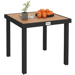 Table à manger de jardin - Outsunny - pour 4 personnes - en aluminium - 78 x 78 x 74 cm - couleur aspect bois naturel